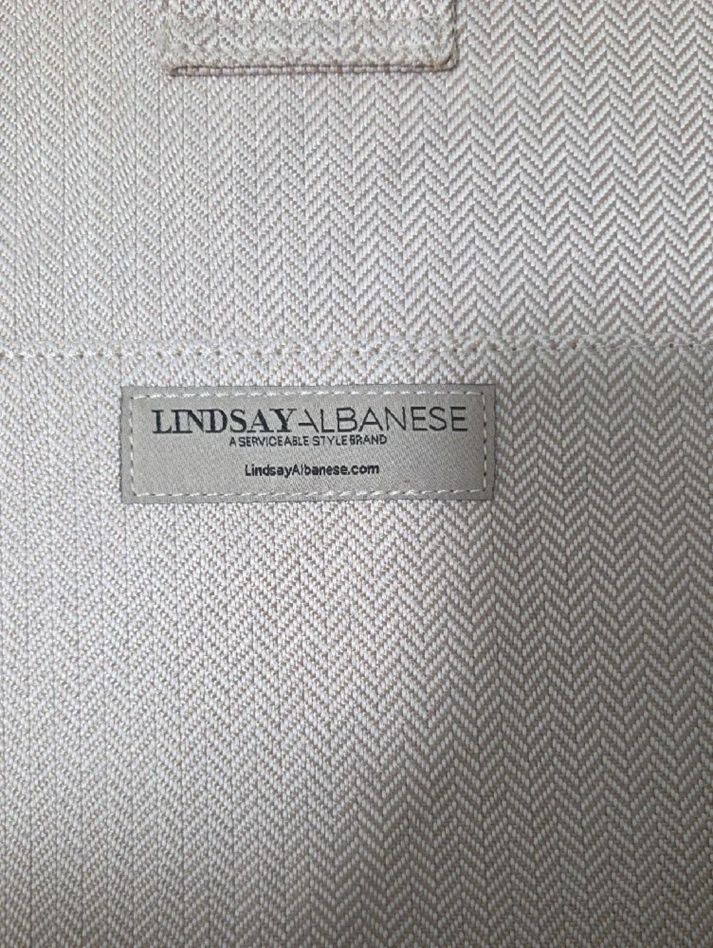 Lindsay Albanese Beige Heringbone Limited Edition Laptop Clutch